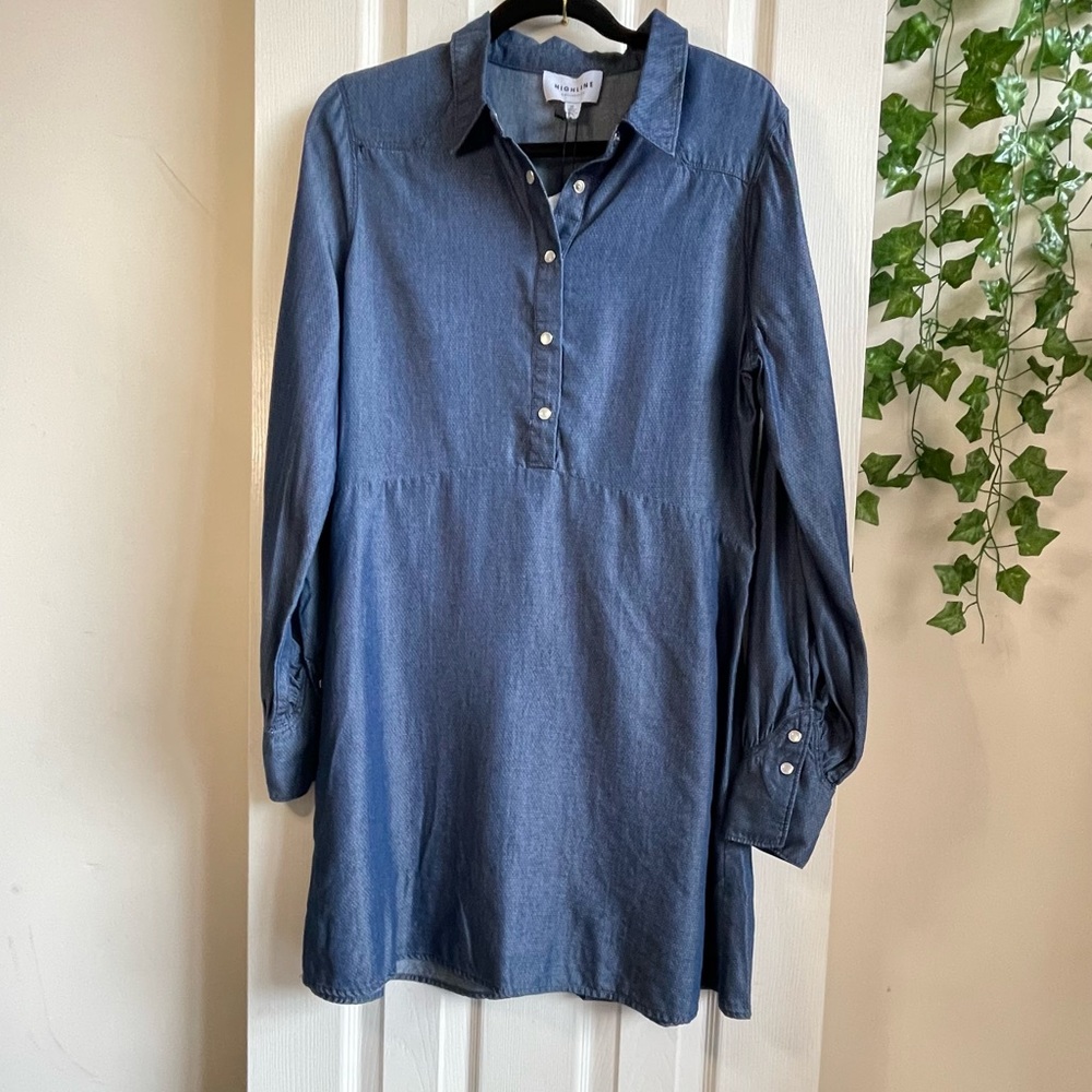 Blue Highline Knee Length Shirt Dress Size 10